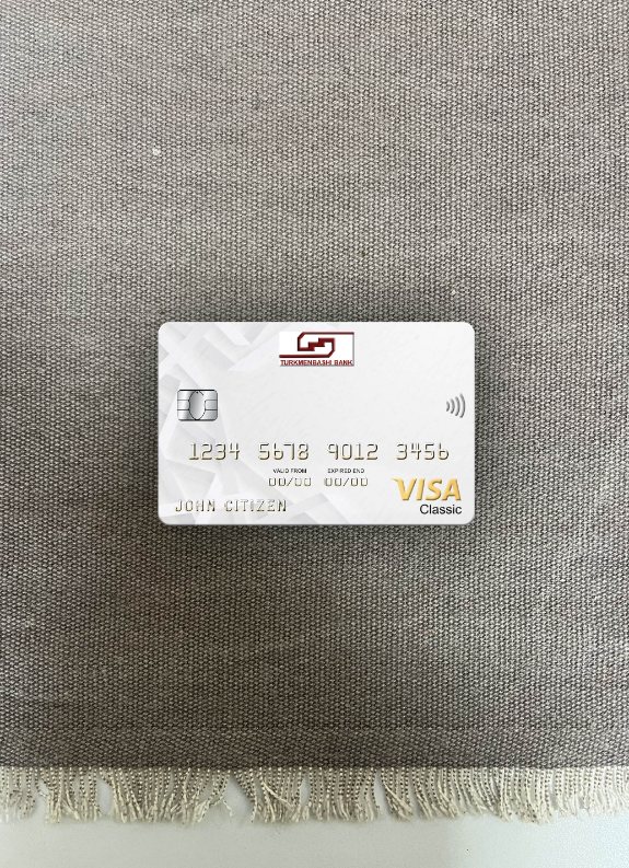 Download Turkmenistan Turkmenbashi Bank visa classic card photolook front Photoshop template